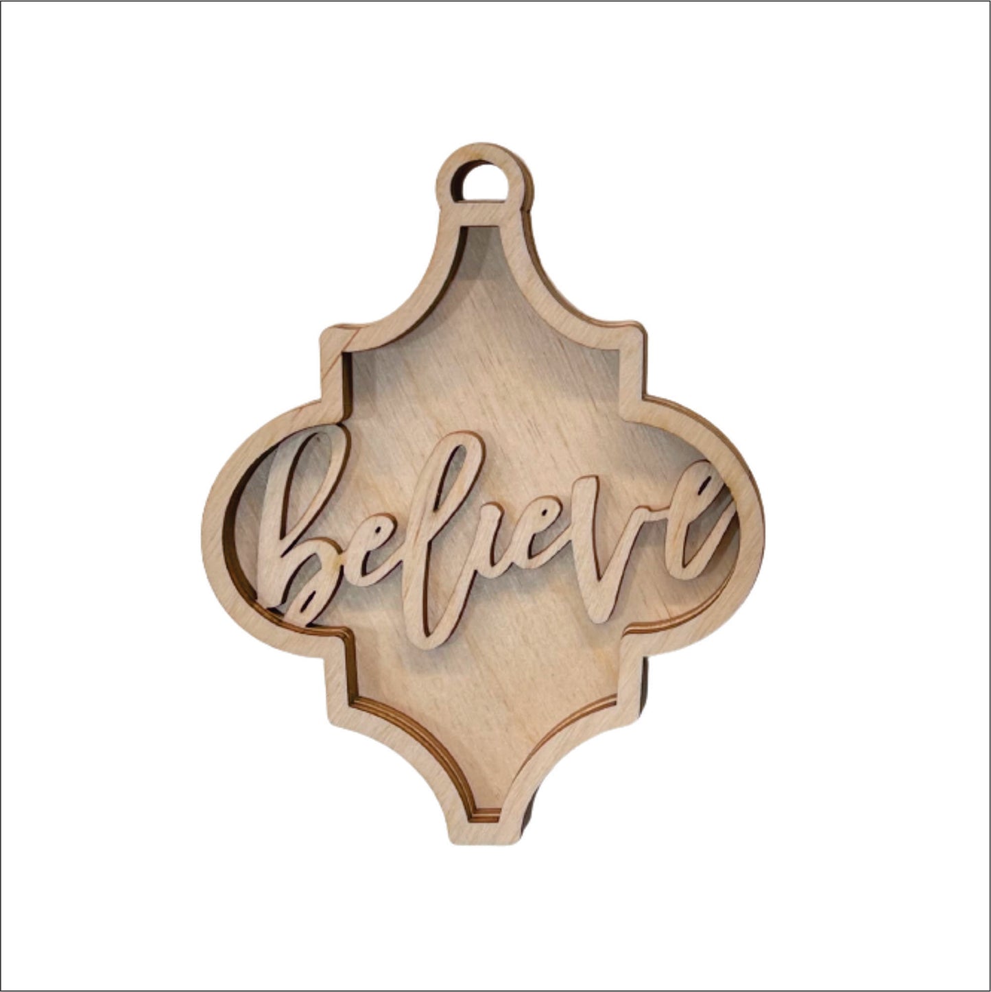 Believe Ornament Door Sign Unfinished Wood DIY Kit RE3