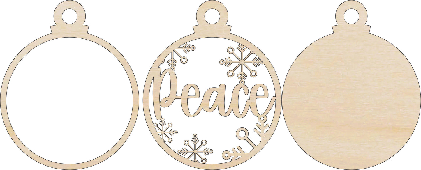 Peace Christmas Ornament Door Sign Unfinished Wood DIY Kit RE7