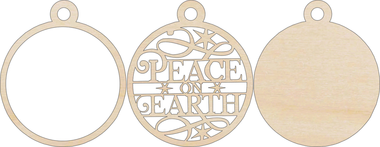 Peace On Earth Christmas Ornament Door Sign Unfinished Wood DIY Kit RE9