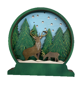 Deer in the Forest 3D Stand Table Decoration Unfinished Wood DIY Kit STND20