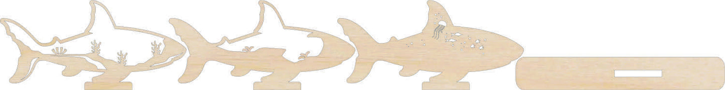 Shark Ocean Scene 3D Stand Table Decoration Unfinished Wood DIY Kit STND24