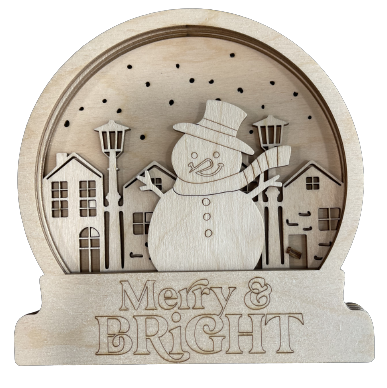 Merry & Bright Snowman 3D Stand Table Decoration Unfinished Wood DIY Kit STND26