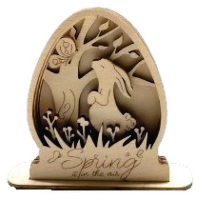 Easter Egg & Bunny 3D Stand Table Decoration Unfinished Wood DIY Kit STND4