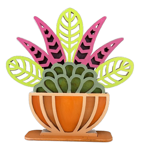 Succulent Plant 3D Stand Table Decoration Unfinished Wood DIY Kit STND5