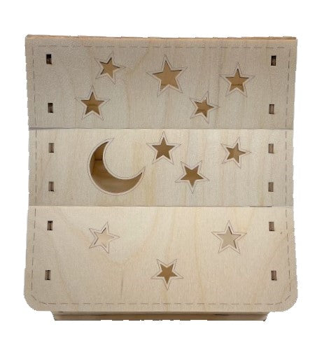 Moon & Star Tent Tealight Holder Table Centerpiece Unfinished Wood DIY Kit