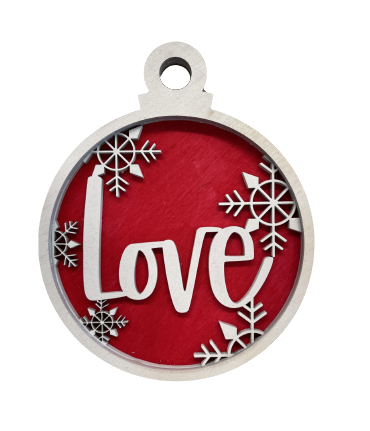 Love Christmas Ornament Door Sign Unfinished Wood DIY Kit XM15