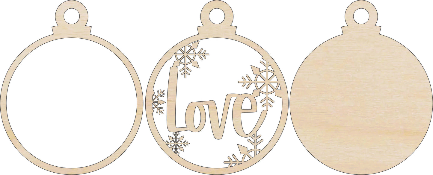 Love Christmas Ornament Door Sign Unfinished Wood DIY Kit XM15