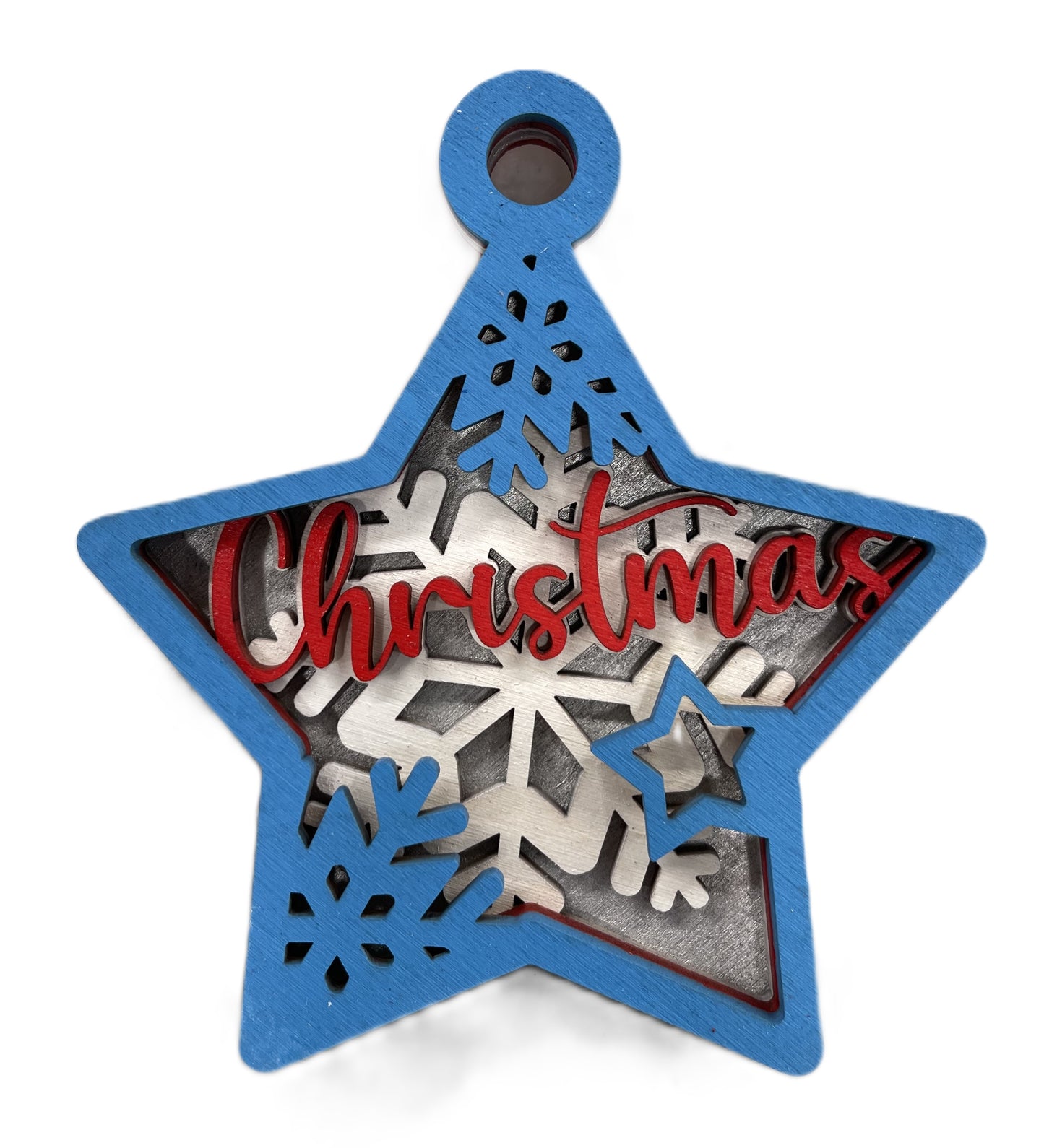 Merry Christmas Star Ornament Door Sign Unfinished Wood DIY Kit XM18