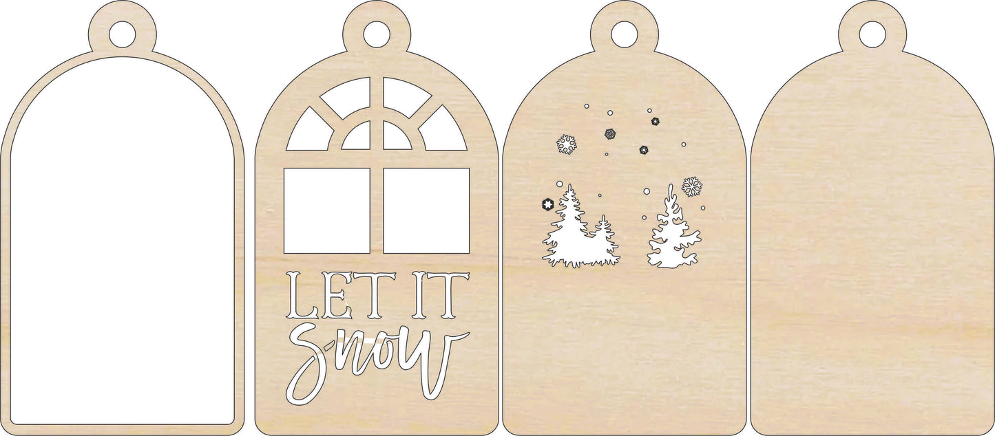 Let it Snow Window Scene Ornament Door Sign Unfinished Wood DIY Kit XM28