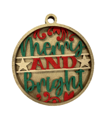 Merry and Bright Christmas Ornament Door Sign Unfinished Wood DIY Kit XM31