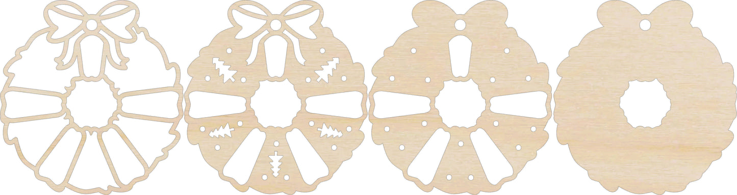 Wreath Christmas Ornament Door Sign Unfinished Wood DIY Kit XM32