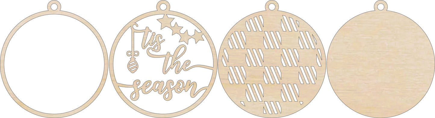 Tis the Season Christmas Ornament Door Sign Unfinished Wood DIY Kit XM37