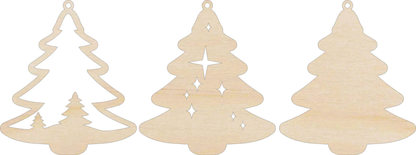 Christmas Tree Ornament Door Sign Unfinished Wood DIY Kit XM48