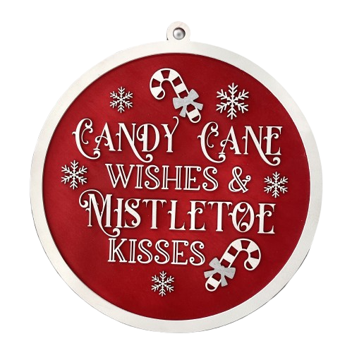 Candy Cane Wishes Christmas Door Sign Unfinished Wood DIY Kit XM52