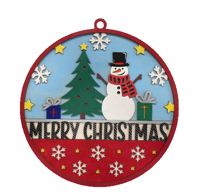 Merry Christmas Snowman Door Sign Unfinished Wood DIY Kit XM54