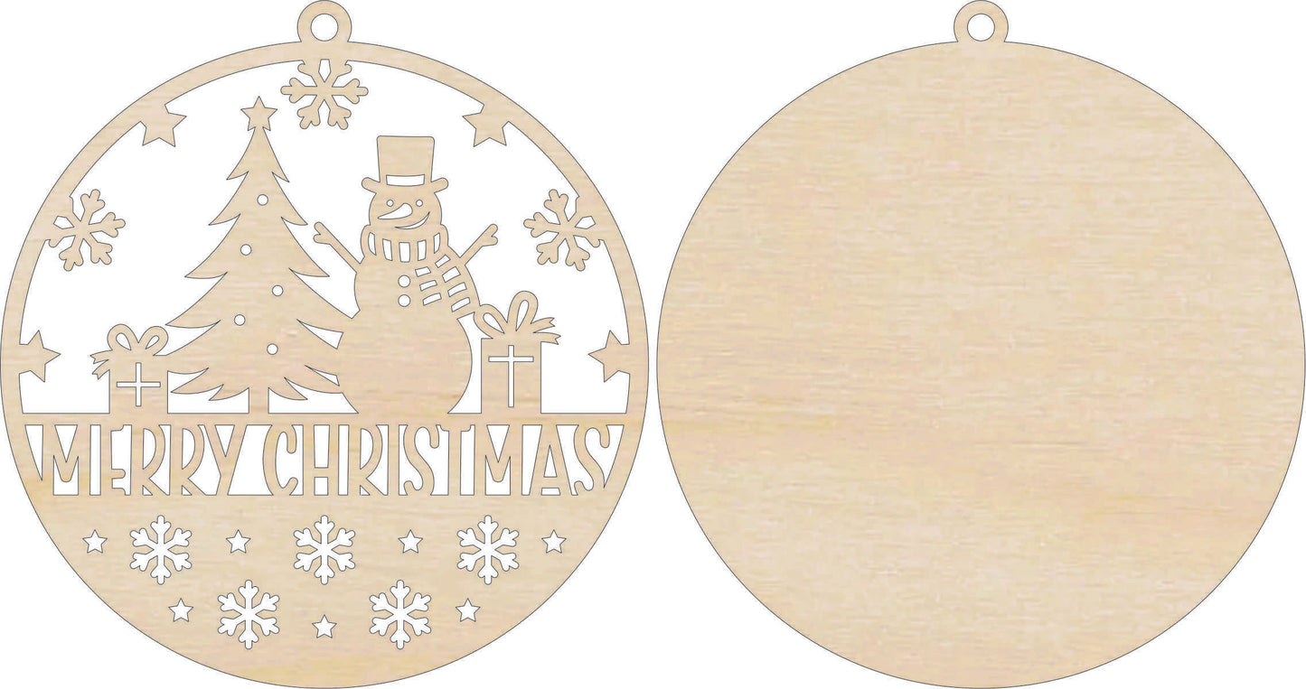 Merry Christmas Snowman Door Sign Unfinished Wood DIY Kit XM54